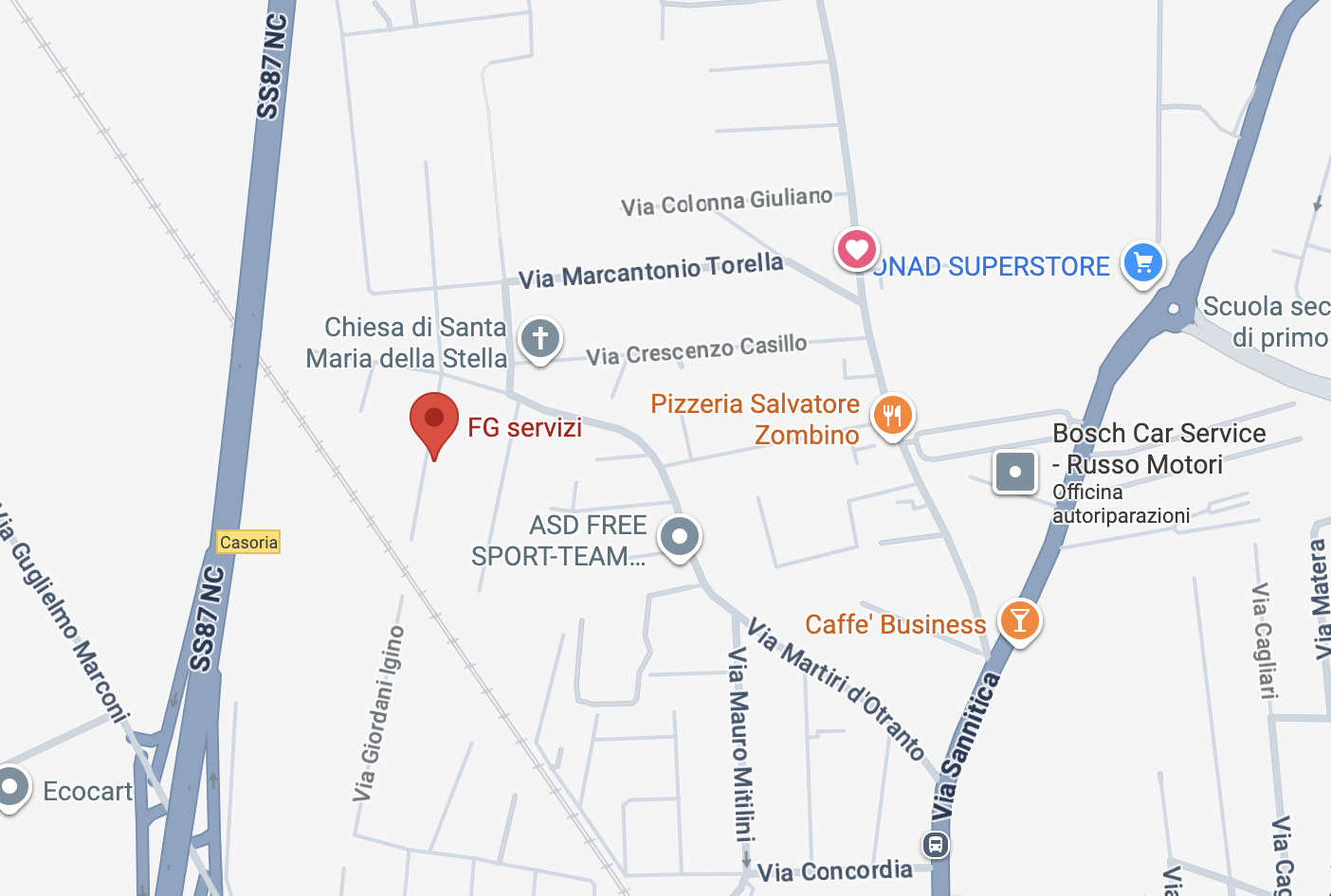 Mappa sede FgServizi - Via Ettore Palladino 11, Casoria (NA)